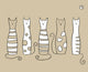 Five Cats Vector Illustration Wall Mural