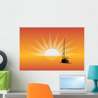 Sailing Wall Mural shown on a wall