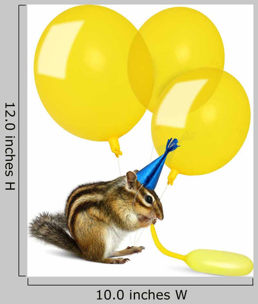 Funny Chipmunk Inflating Yellow Balloons Wall Decal