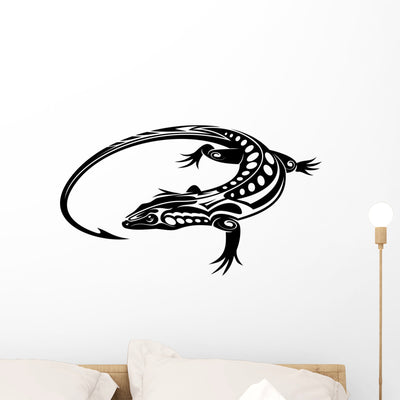 Black Iguana Lizard Wall Decal shown on a wall