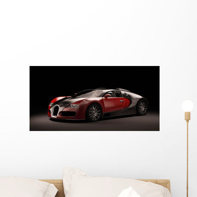 Super Sport Car Black Wall Decal shown on a wall