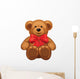 Vector of Cute Brown Bear with Red Bow. Wall Decal