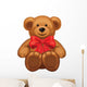 Vector of Cute Brown Bear with Red Bow. Wall Decal