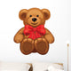 Vector of Cute Brown Bear with Red Bow. Wall Decal