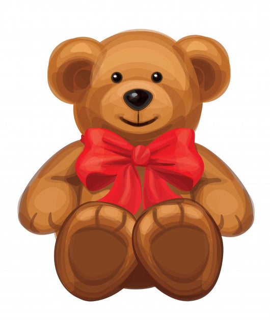 Vector of Cute Brown Bear with Red Bow. Wall Decal