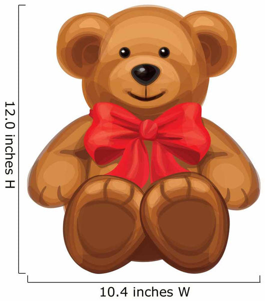 Vector of Cute Brown Bear with Red Bow. Wall Decal