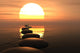 Zen path of stones in sunset Wall Mural