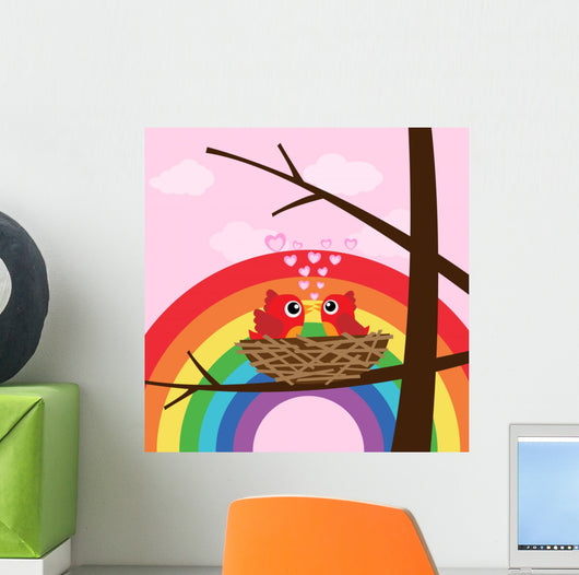 Birds Love with Rainbow