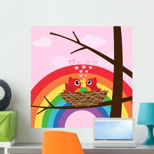 Birds Love with Rainbow