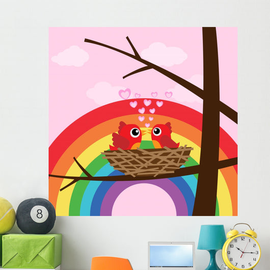 Birds Love with Rainbow