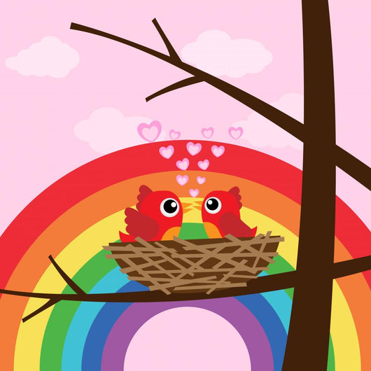Birds Love with Rainbow