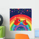 Birds in Love With Rainbow at Night Wall Mural