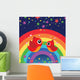 Birds in Love With Rainbow at Night Wall Mural