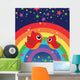 Birds in Love With Rainbow at Night Wall Mural