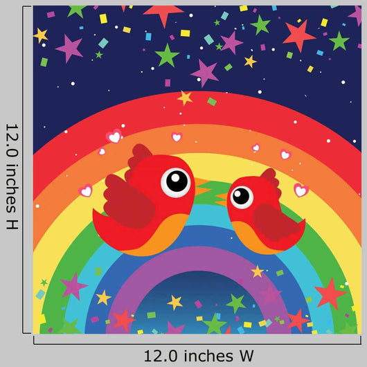 Birds in Love With Rainbow at Night Wall Mural