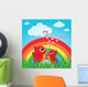 Love Bird With Hearts and Rainbow Wall Mural
