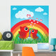 Love Bird With Hearts and Rainbow Wall Mural