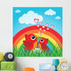 Love Bird With Hearts and Rainbow Wall Mural