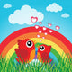 Love Bird With Hearts and Rainbow Wall Mural