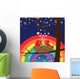 Birds in Love With Rainbow at Night Wall Mural