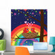 Birds in Love With Rainbow at Night Wall Mural