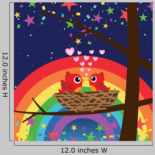 Birds in Love With Rainbow at Night Wall Mural