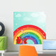 Love Bird With Hearts and Rainbow Wall Mural
