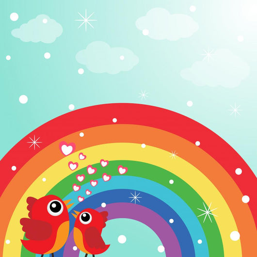 Love Bird With Hearts and Rainbow Wall Mural