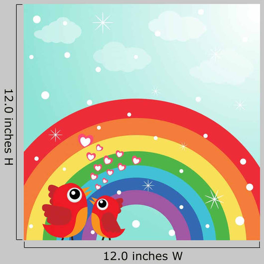 Love Bird With Hearts and Rainbow Wall Mural