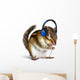 Funny chipmunk listening to music on headphones Wall Decal