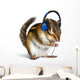 Funny chipmunk listening to music on headphones Wall Decal
