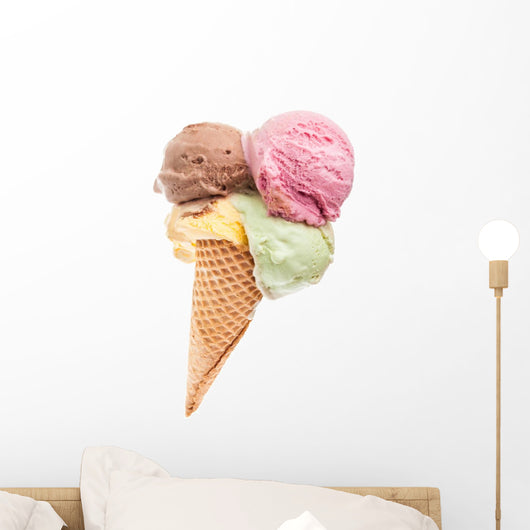 Ice cream cone with 4 kinds of real ice cream Wall Decal