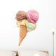 Ice cream cone with 4 kinds of real ice cream Wall Decal