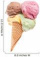 Ice cream cone with 4 kinds of real ice cream Wall Decal