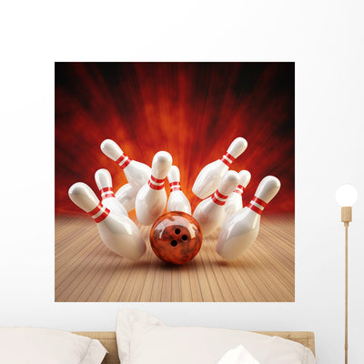 Bowling Strike Red Orange shown on a wall