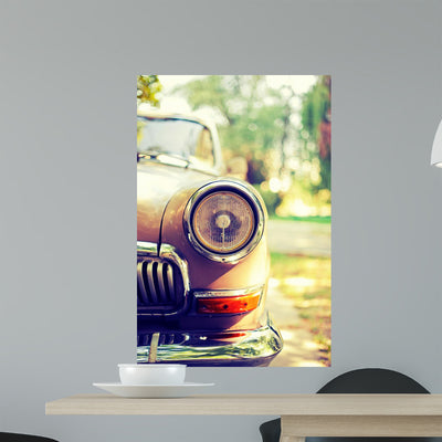 Close-up Photo Retro Car shown on a wall