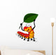Worm Cartoon with Leaf Wall Decal