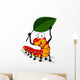 Worm Cartoon with Leaf Wall Decal