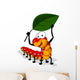 Worm Cartoon with Leaf Wall Decal
