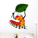 Worm Cartoon with Leaf Wall Decal