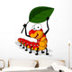 Worm Cartoon with Leaf Wall Decal
