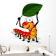 Worm Cartoon with Leaf Wall Decal