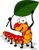 Worm Cartoon with Leaf Wall Decal