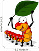 Worm Cartoon with Leaf Wall Decal