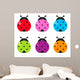 Cute colorful Ladybug set isolated on white Wall Decal