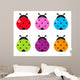 Cute colorful Ladybug set isolated on white Wall Decal