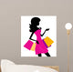 Woman Shopping Silhouette White Wall Decal