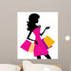 Woman Shopping Silhouette White Wall Decal