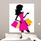 Woman Shopping Silhouette White Wall Decal