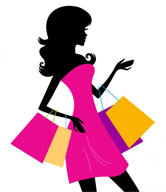 Woman Shopping Silhouette White Wall Decal